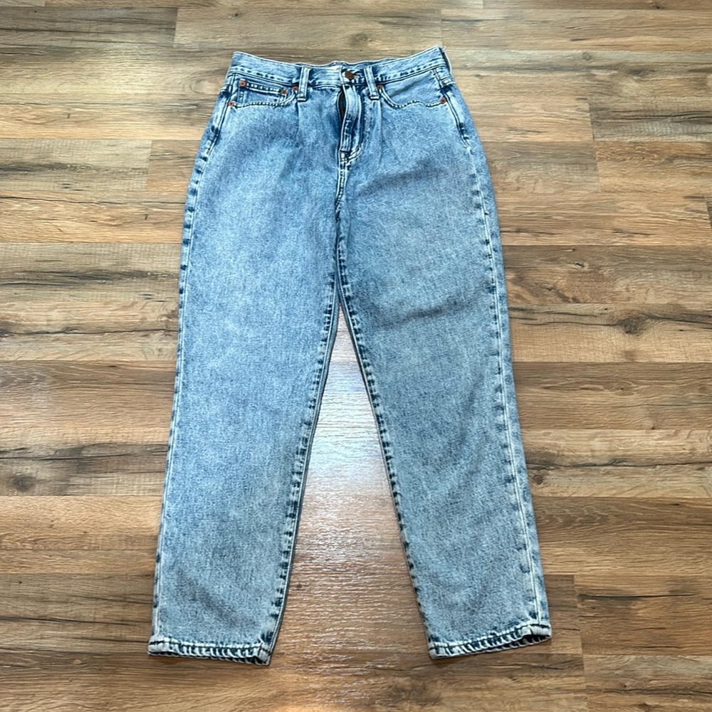 MADEWELL WOMENS JEANS HIGH RISE STRAIGHT LEG ENMORE WASH BLUE SZ 26